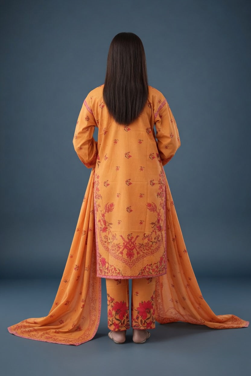 Sunset Bloom Printed Lawn Suit Set