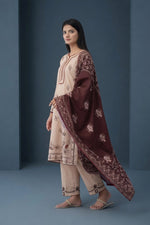 Beige & Maroon Grace Lawn Suit